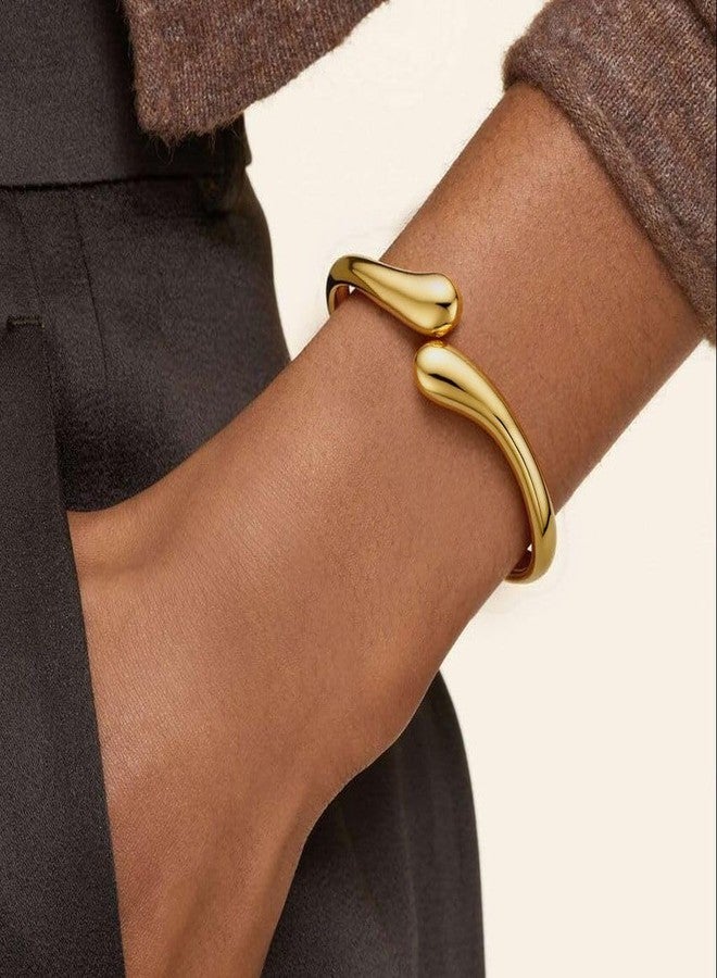 GINAZL Trendy Twist Chunky Cuff Bracelet, Gold Bangle Bracelets for Women (BCB-G) - Image 2